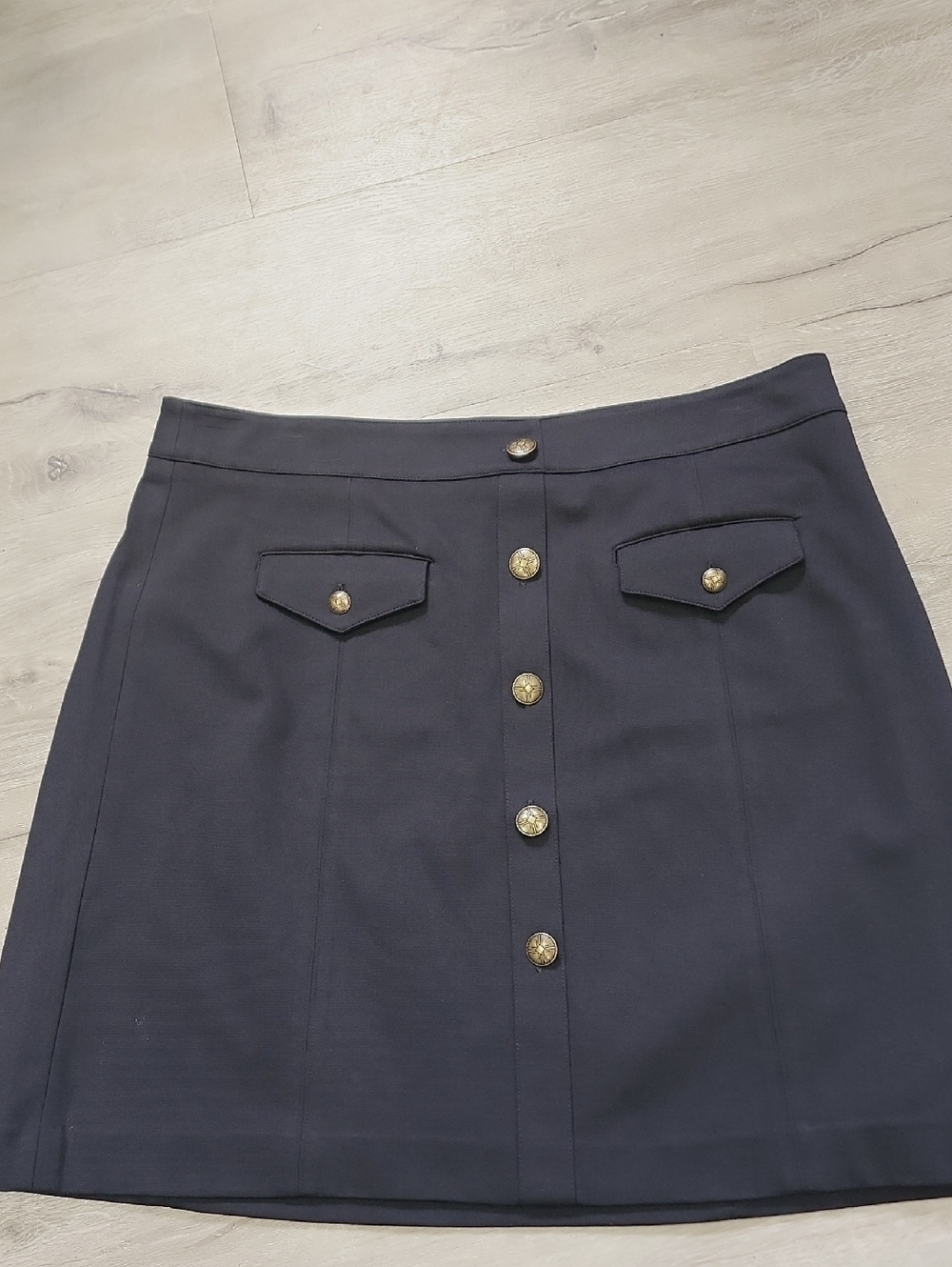 Ralph Lauren Navy Mini Skirt with Gold Button Trim